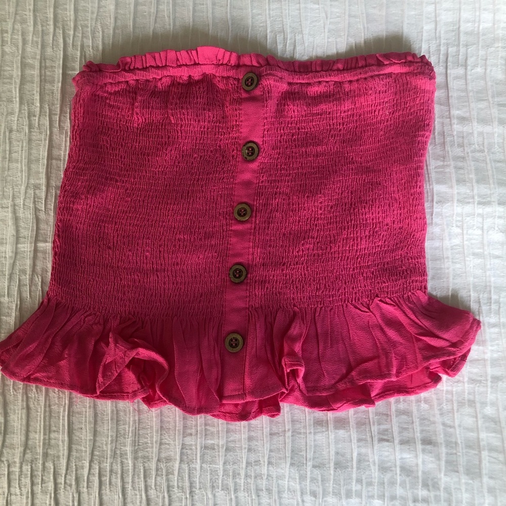 Tortoise Button Pink Tube Top